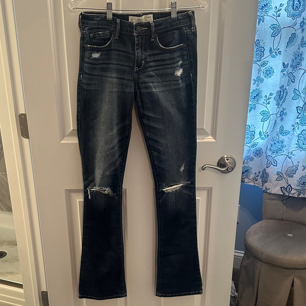 Abercrombie & Fitch Dark Wash Distressed Women's Bootcut Jeans